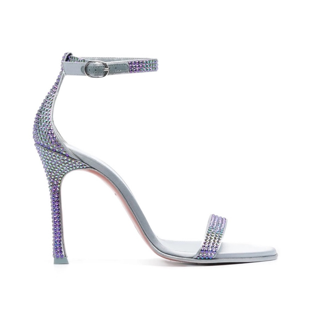 Amina Muaddi Crystal Strappy Heels